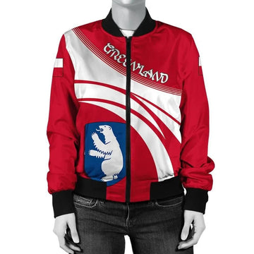 FUNSTUFFPRINT Greenland Coat Of Arms Women Bomber Jacketticket 3D Bomber Jacket