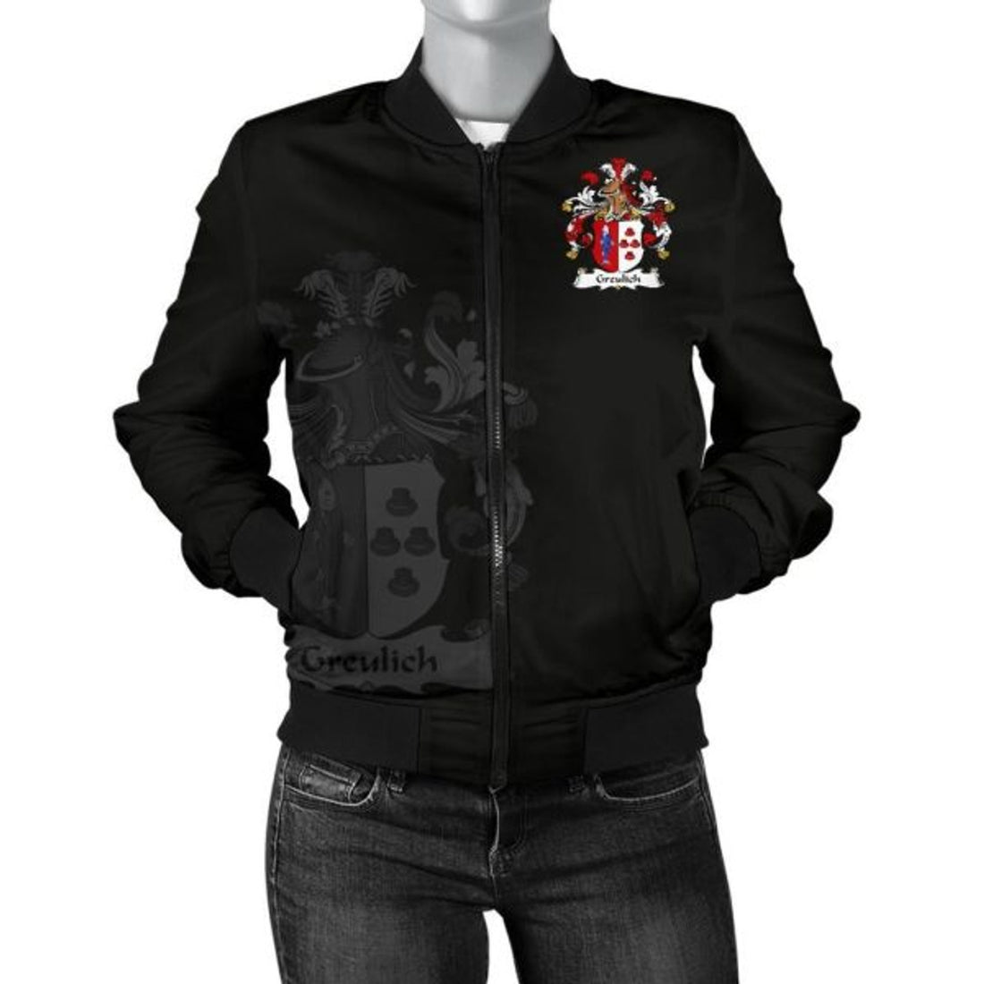 FUNSTUFFPRINT Greulich Germany Men's Bomber Jacket - German Family Crest Bomber Jacket