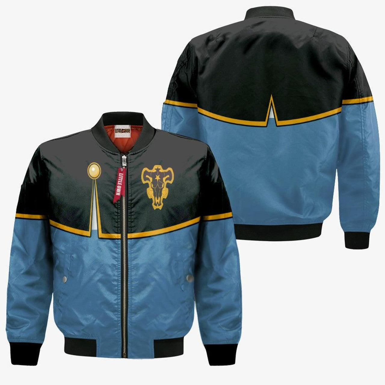 FUNSTUFFPRINT Grey Bomber Jacket Custom Black Clover Cosplay Costumes 3D Bomber Jacket