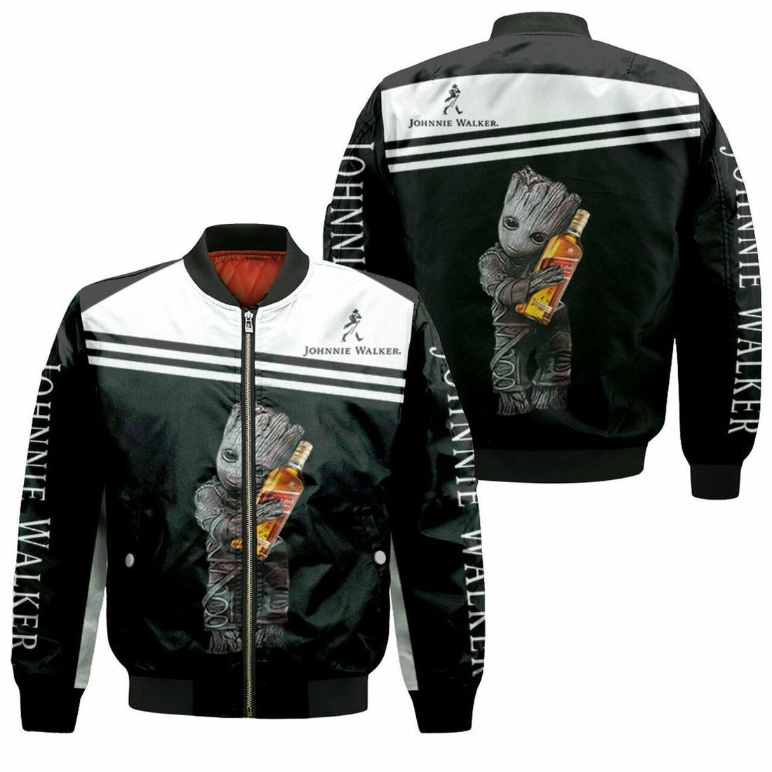FUNSTUFFPRINT Groot Loves Johnnie Walker 3D Bomber Jacket