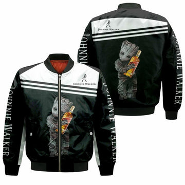 FUNSTUFFPRINT Groot Loves Johnnie Walker 3D Bomber Jacket
