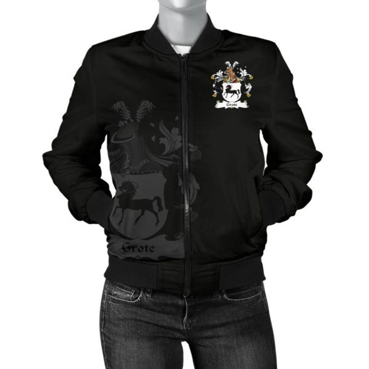 FUNSTUFFPRINT Grote Germany Men's Bomber Jacket - German Family Crest Bomber Jacket