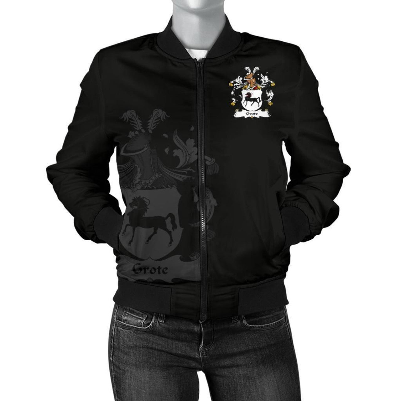 FUNSTUFFPRINT Grote Germany Men's Bomber Jacket - German Family Crest 3D Bomber Jacket
