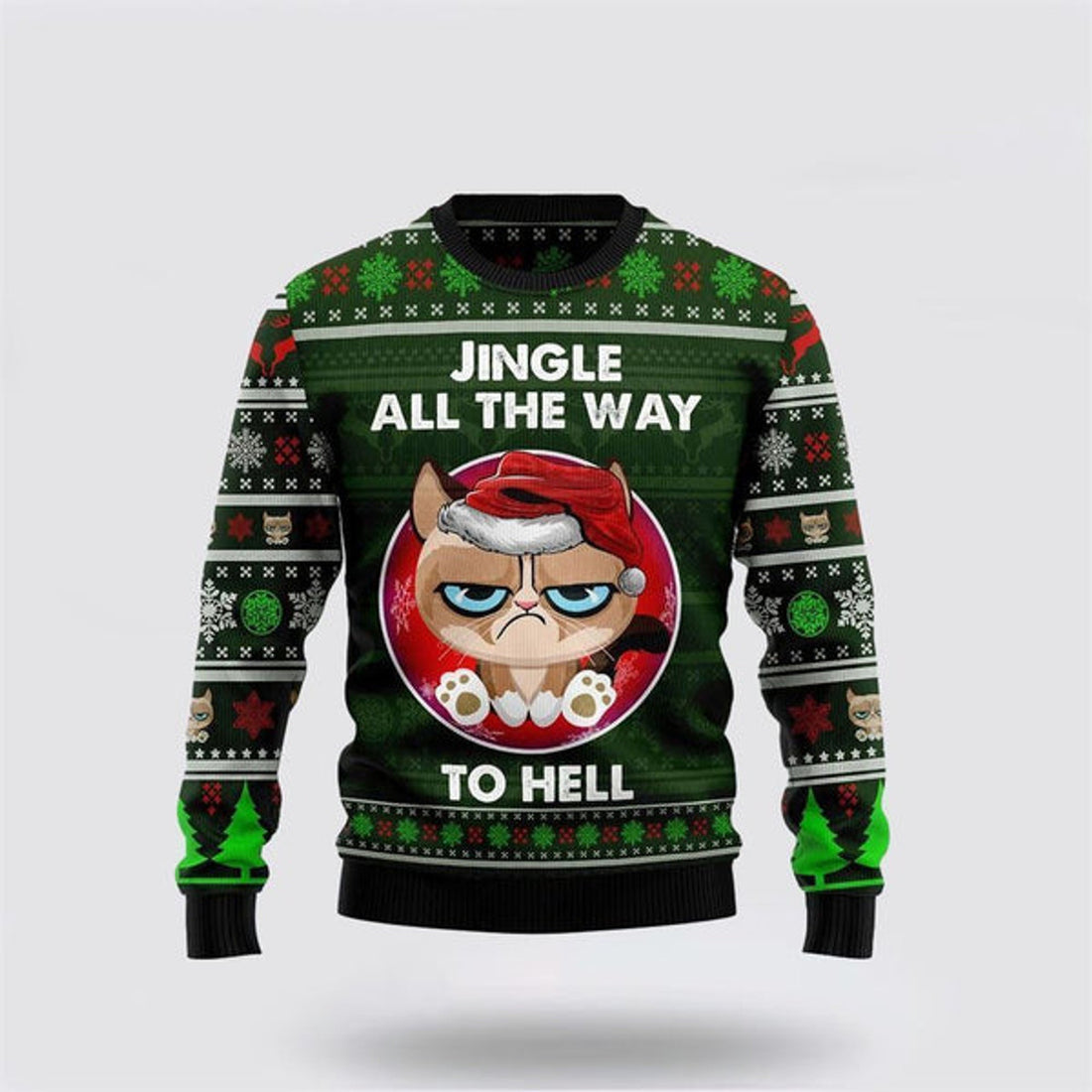 FUNSTUFFPRINT Grumpy Cat Jingle Funny Family Ugly Christmas Sweater For Men And Women, Best Gift For Christmas, Christmas Fashion Winter  Ugly  Sweater