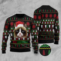 FUNSTUFFPRINT Grumpy Cat Meh! Ugly Christmas Sweater, Christmas Cat Ugly Sweater, Ugly Cat Xmas Sweater Ugly Sweater