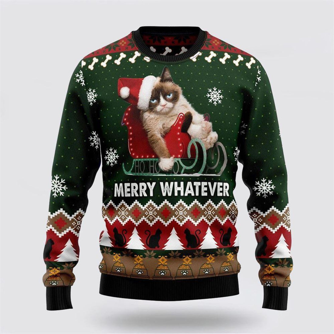 FUNSTUFFPRINT Grumpy Cat Ugly Christmas Sweater – Cat Lover Christmas Sweater Ugly  Sweater