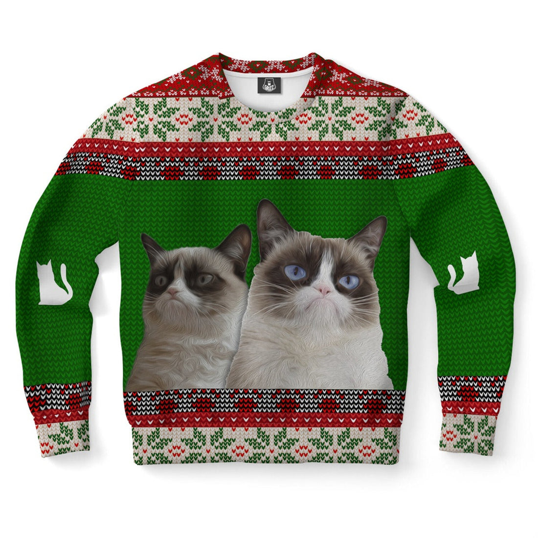 FUNSTUFFPRINT Grumpy Cat Ugly Christmas Sweater, Christmas Sweater, Ugly Sweater, Funny Xmas Sweaters Ugly Sweater