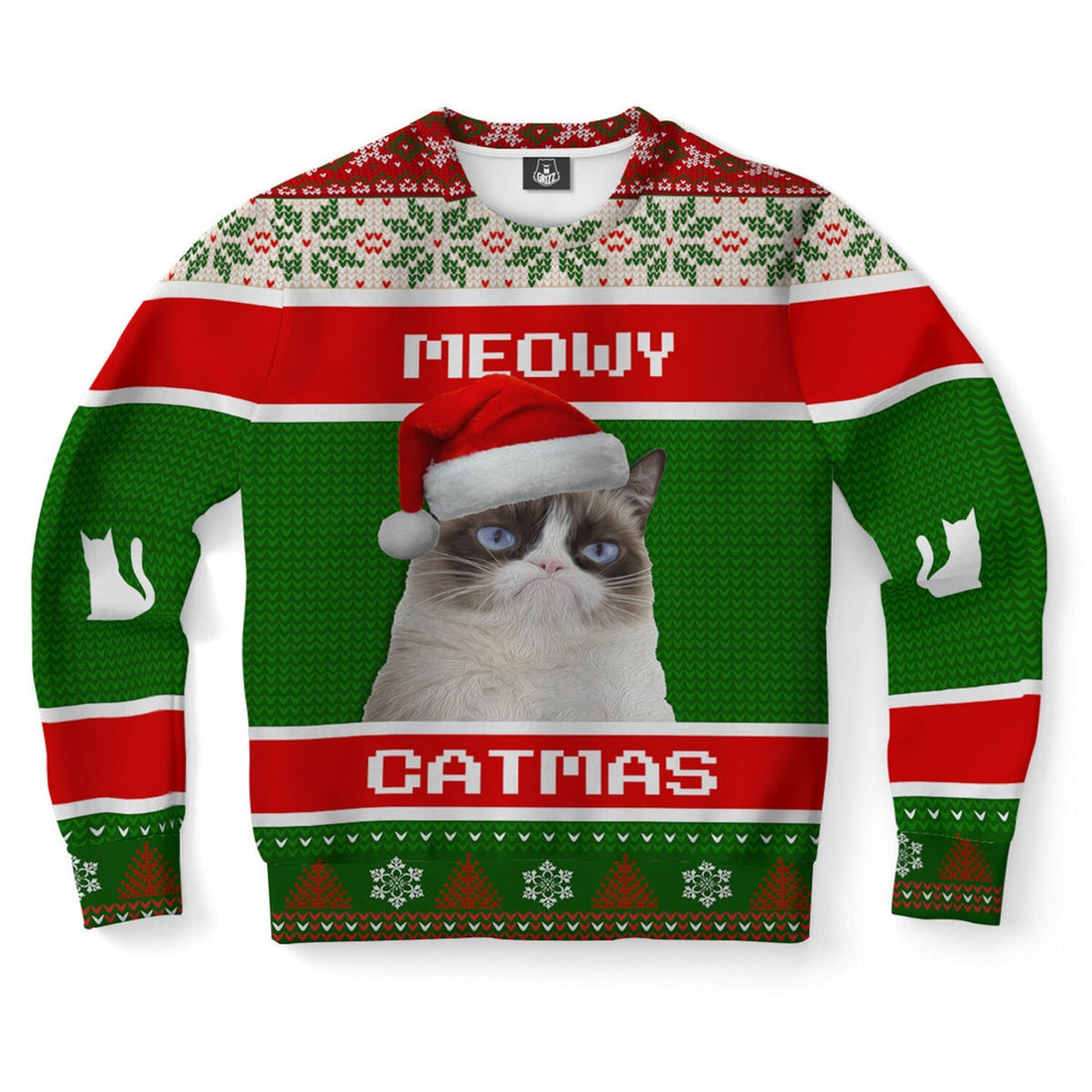 FUNSTUFFPRINT Grumpy Catmas Ugly Christmas Sweater, Christmas Sweater, Ugly Sweater, Funny Xmas Sweaters Ugly Sweater