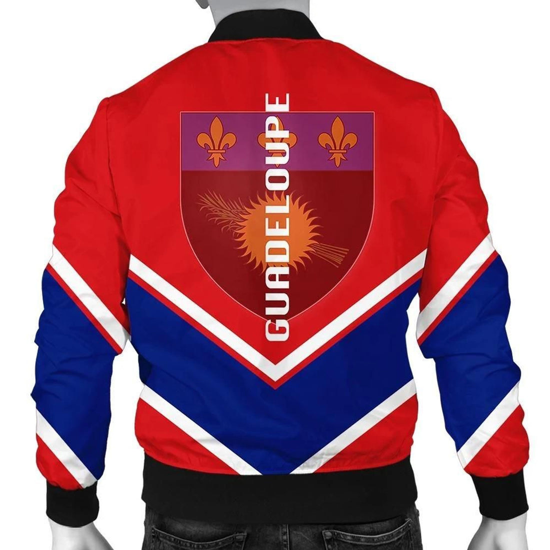 FUNSTUFFPRINT Guadeloupe Coat Of Arms Men Bomber Jacket Lucian Style 3D Bomber Jacket