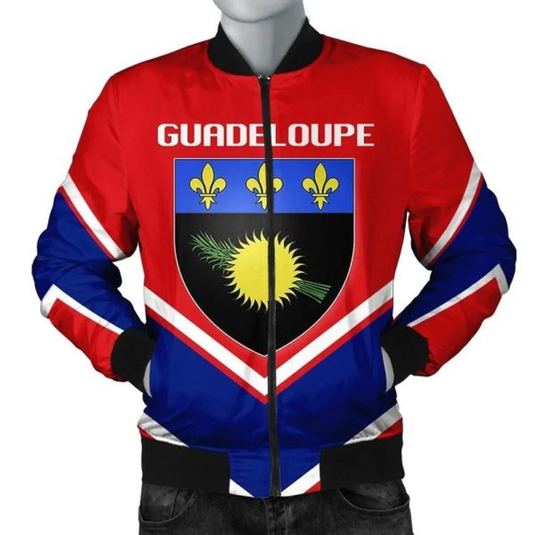 FUNSTUFFPRINT Guadeloupe Coat Of Arms Men Bomber Jacket Lucian Style Bomber Jacket