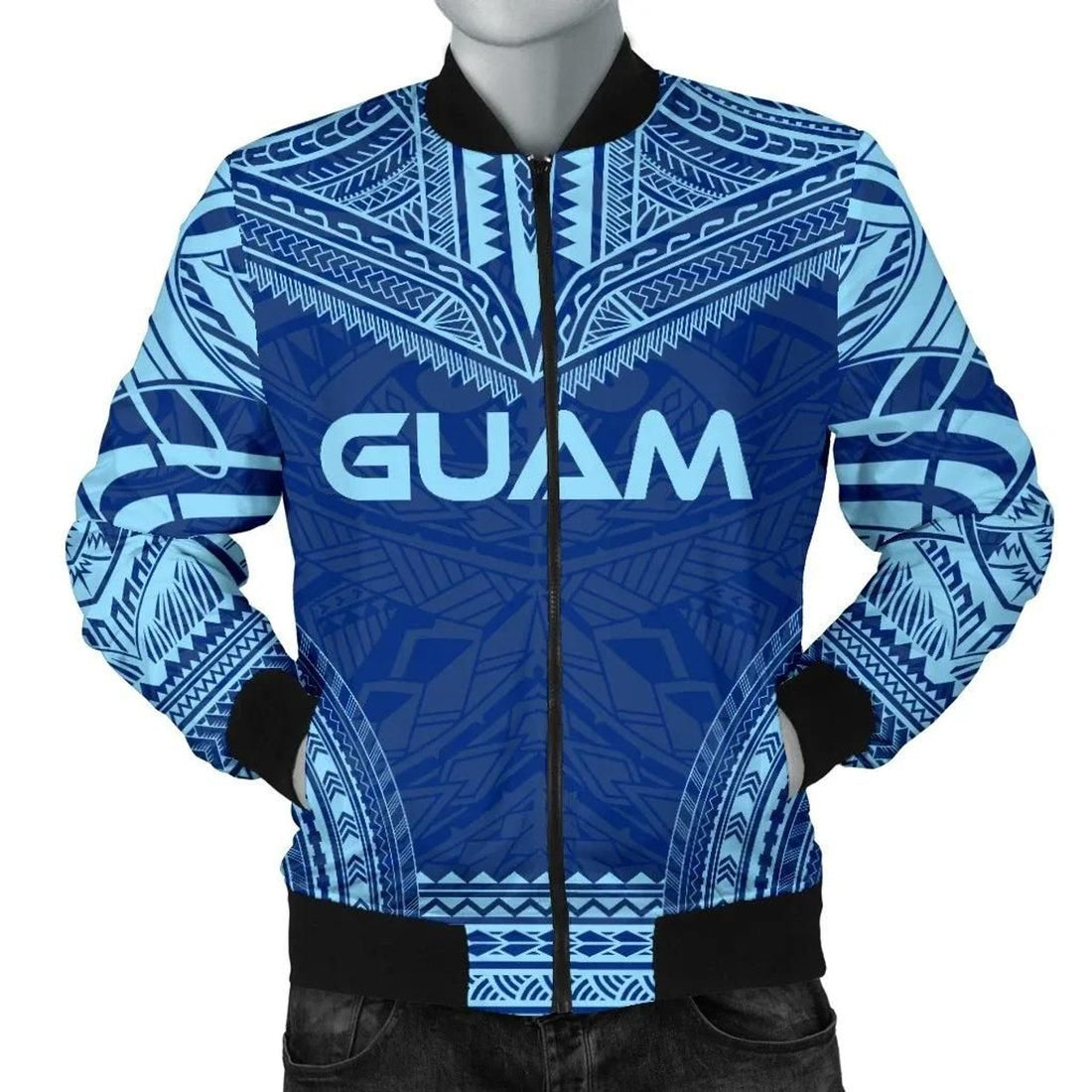 FUNSTUFFPRINT Guam Flag Polynesian Chief Men's 3D Bomber Jacket