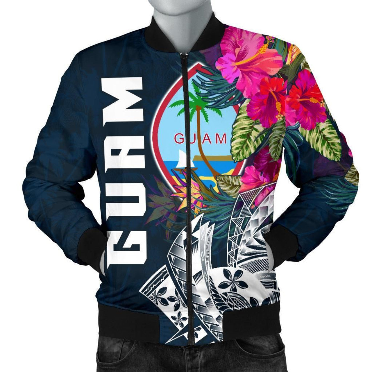FUNSTUFFPRINT Guam Men's Bomber Jacket - Guam Summer Vibes 3D Bomber Jacket