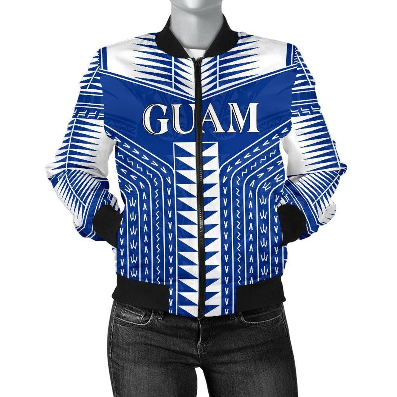 FUNSTUFFPRINT Guam Polynesia Women's Bomber Jacket - 3D Bomber Jacket