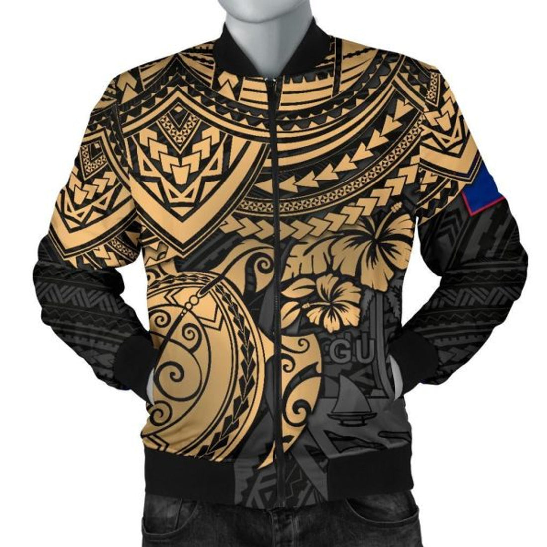 FUNSTUFFPRINT Guam Polynesian Bomber Jacket (Men)