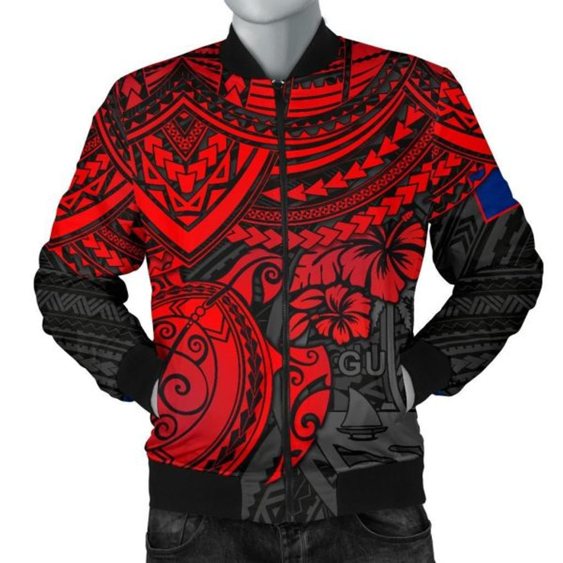 FUNSTUFFPRINT Guam Polynesian Bomber Jacket (Men)