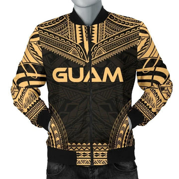 FUNSTUFFPRINT Guam Polynesian Chief Men's Bomber Jacket - Gold Version 3D Bomber Jacket