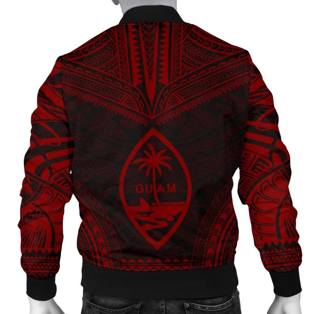 FUNSTUFFPRINT Guam Polynesian Chief Men's Bomber Jacket - Red Version 3D Bomber Jacket