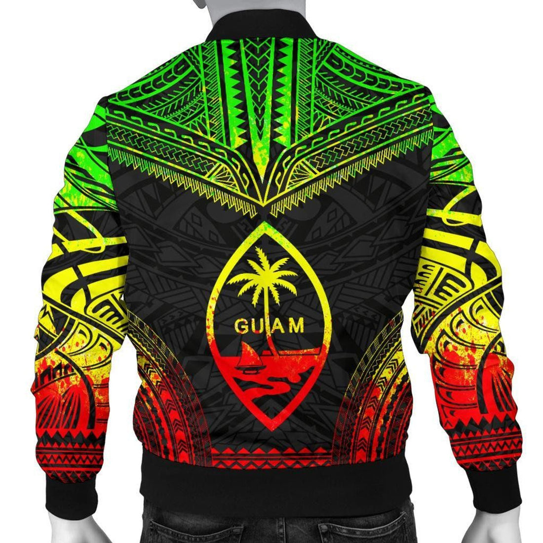 FUNSTUFFPRINT Guam Polynesian Chief Men's Bomber Jacket - Reggae Version 3D Bomber Jacket