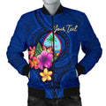 FUNSTUFFPRINT Guam Polynesian Custom Personalised Men's Bomber Jacket - Floral With Seal Blue 3D Bomber Jacket