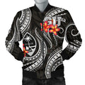 FUNSTUFFPRINT Guam Polynesian Men Bomber Jacket - Black Plumeria 3D Bomber Jacket