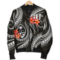FUNSTUFFPRINT Guam Polynesian Men Bomber Jacket - Black Plumeria - Bomber Jacket