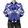 FUNSTUFFPRINT Guam Polynesian Women's Bomber Jacket - Guam White Seal with Polynesian Tattoo Ver 02 3D Bomber Jacket