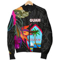 FUNSTUFFPRINT Guam Women's Bomber Jacket - Hibiscus Polynesian Pattern - Bomber Jacket
