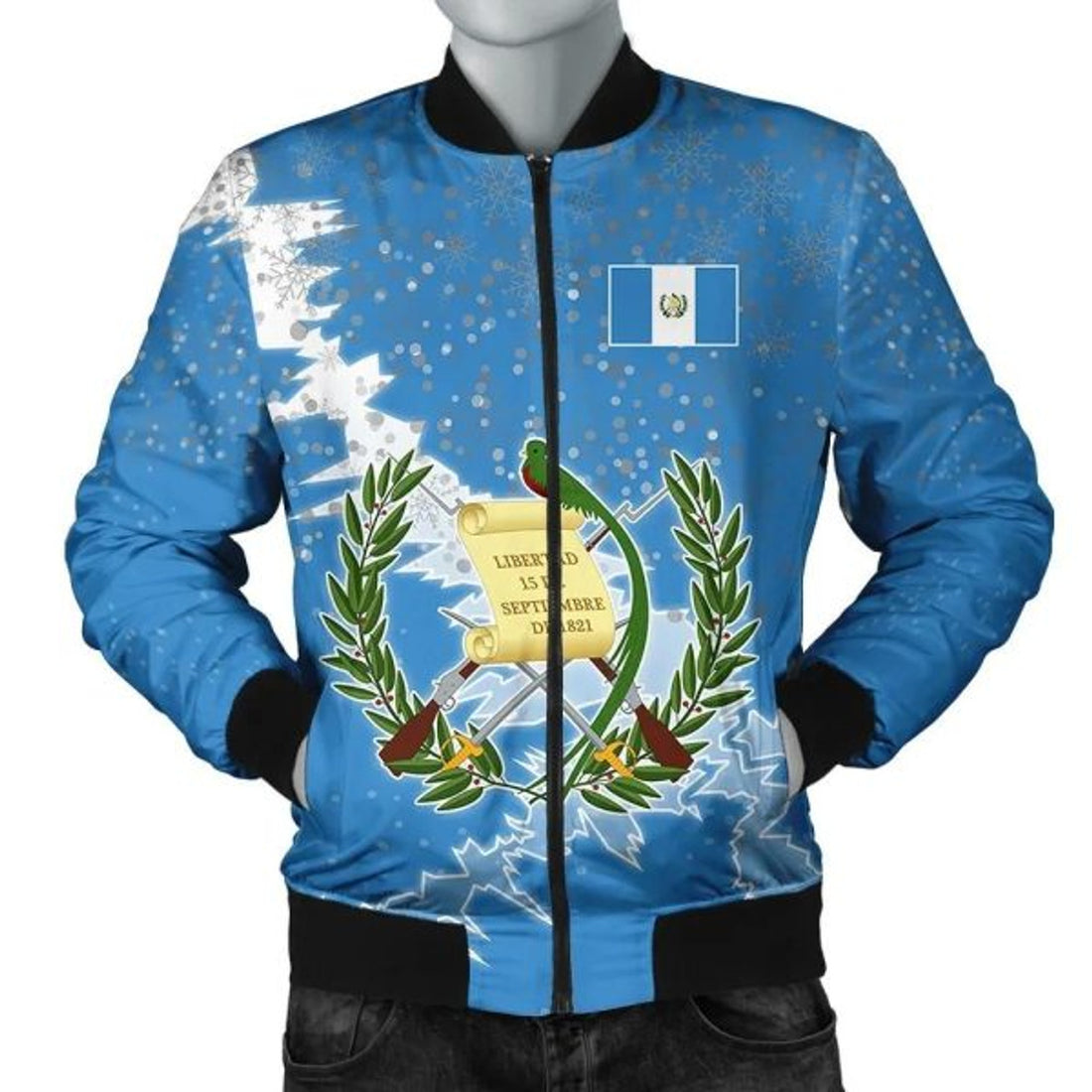 FUNSTUFFPRINT Guatemala Christmas Coat Of Arms Men 3D Bomber Jacket