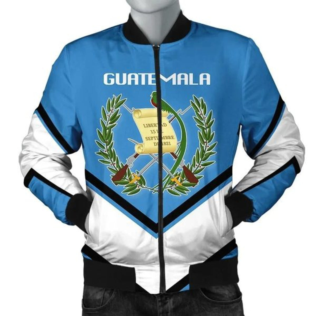 FUNSTUFFPRINT Guatemala Coat Of Arms Men Bomber Jacket Lucian Style Bomber Jacket