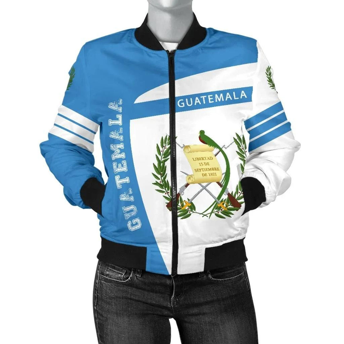 FUNSTUFFPRINT Guatemala Sport Women's Bomber Jacket - Premium Style 3D Bomber Jacket