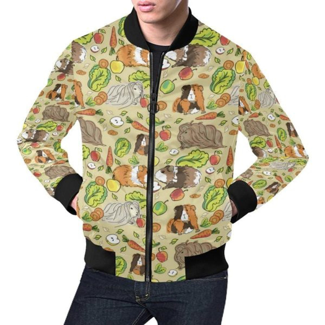 FUNSTUFFPRINT Guinea Pig Pattern Print Men's 3D Bomber Jacket