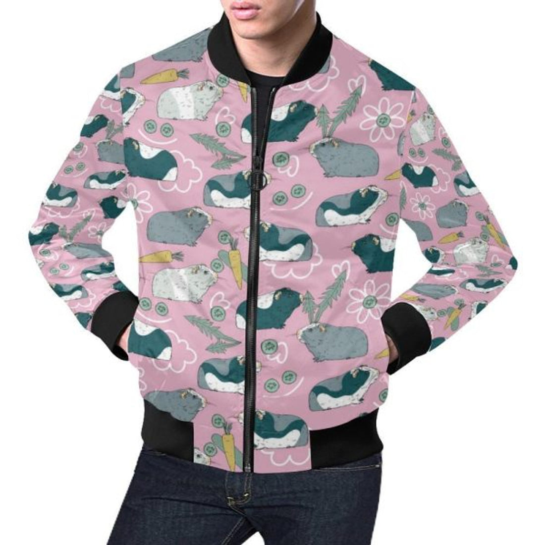 FUNSTUFFPRINT Guinea Pig Print Pattern Men's 3D Bomber Jacket