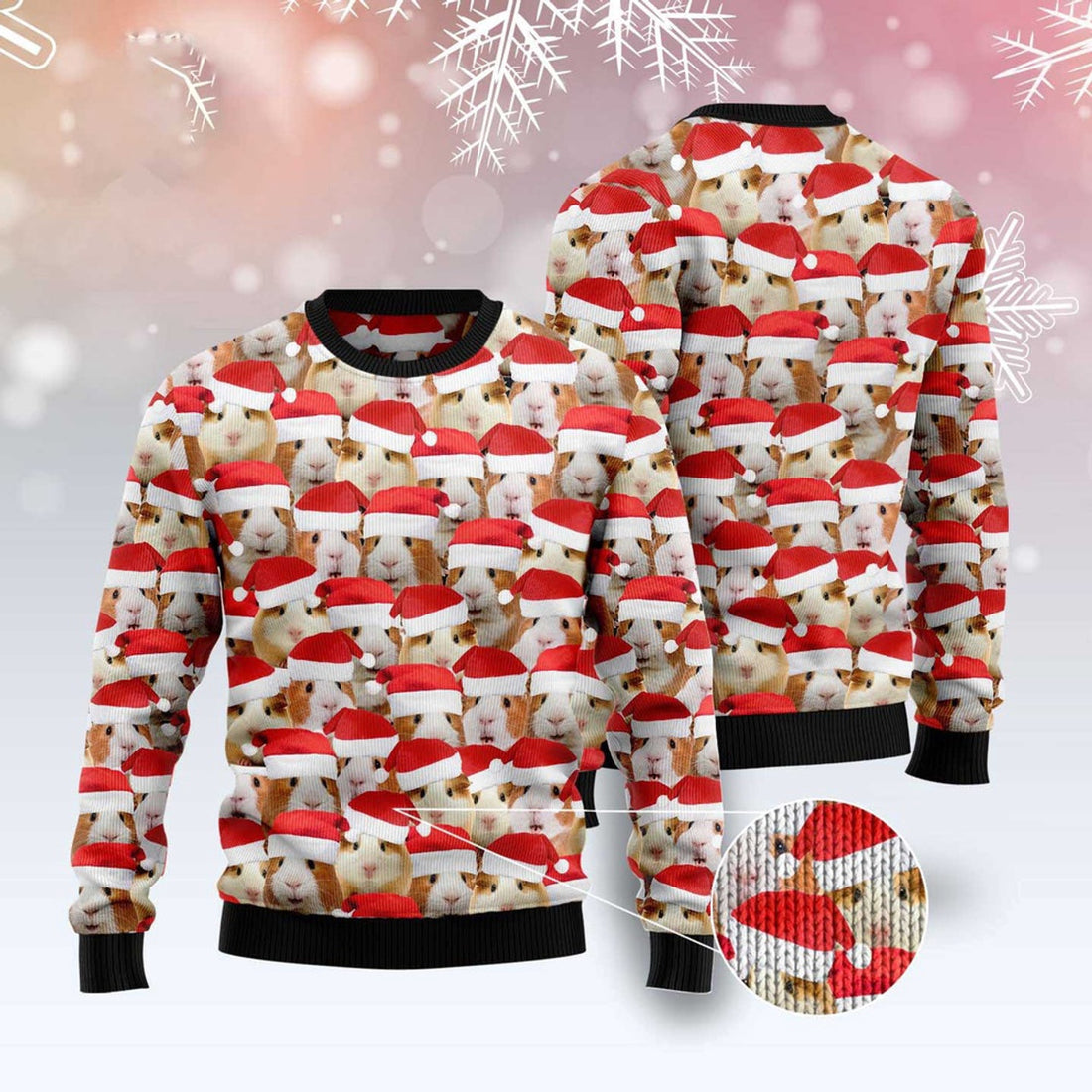 FUNSTUFFPRINT Guinea Pig Group Awesome Ugly Christmas Sweater, Christmas Sweater, Ugly Sweater, Funny Xmas Sweaters Ugly Sweater