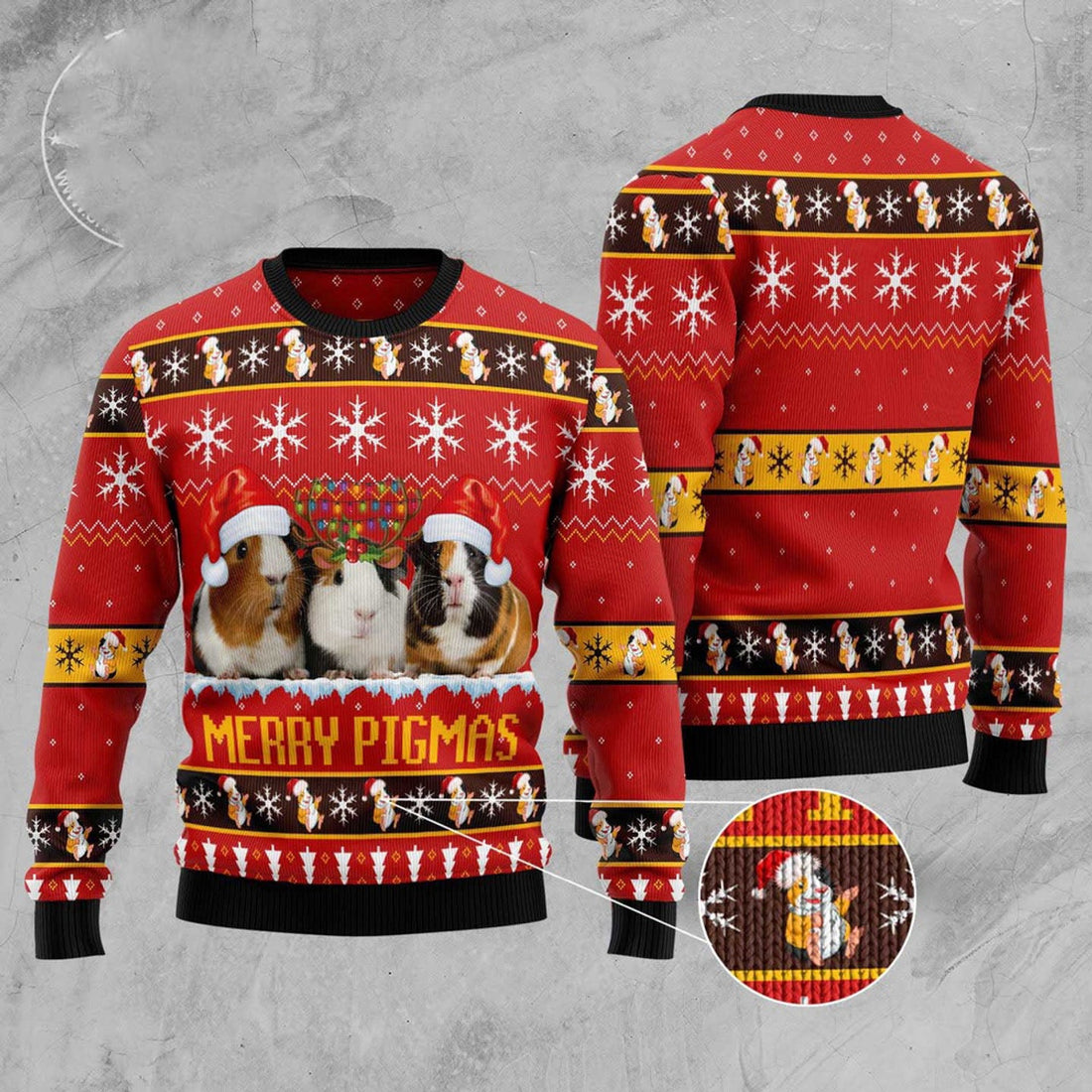 FUNSTUFFPRINT Guniea Pigmas Ugly Christmas Sweater, Christmas Sweater, Ugly Sweater, Funny Xmas Sweaters Ugly Sweater