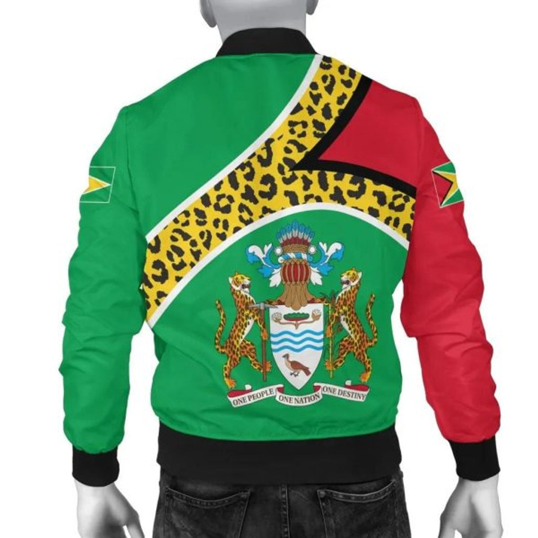 FUNSTUFFPRINT Guyana Bomber Jacket Flag Map CoA Limited Bomber Jacket