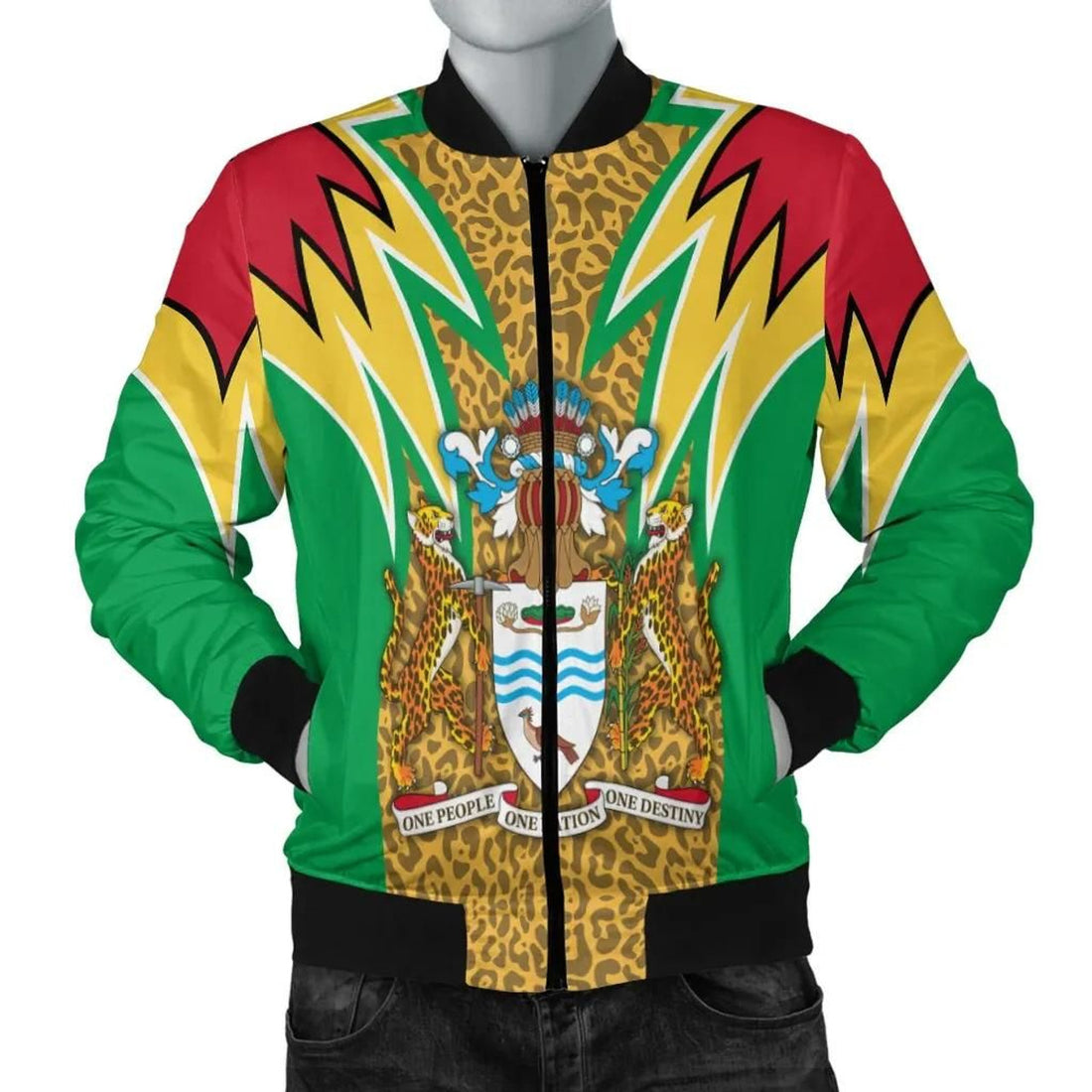 FUNSTUFFPRINT Guyana Bomber Jacket Jaguars Coat Of Arms 3D Bomber Jacket