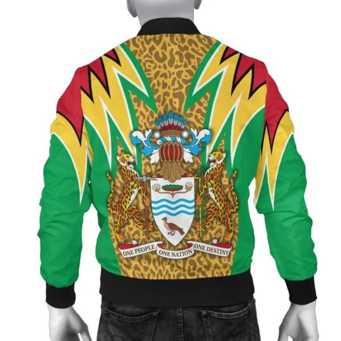 FUNSTUFFPRINT Guyana Bomber Jacket Jaguars Coat Of Arms Bomber Jacket