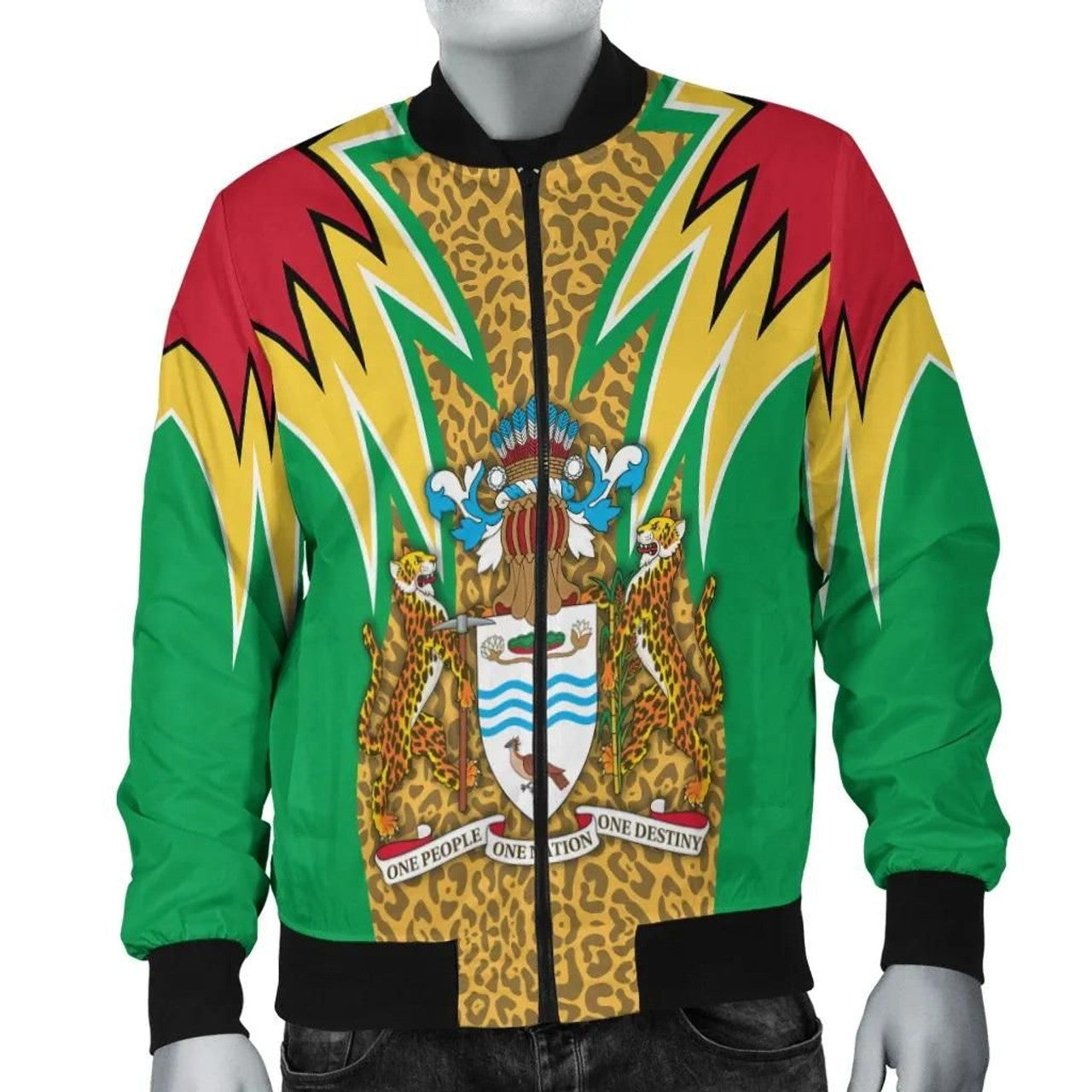 FUNSTUFFPRINT Guyana Bomber Jacket Jaguars Coat Of Arms 3D Bomber Jacket