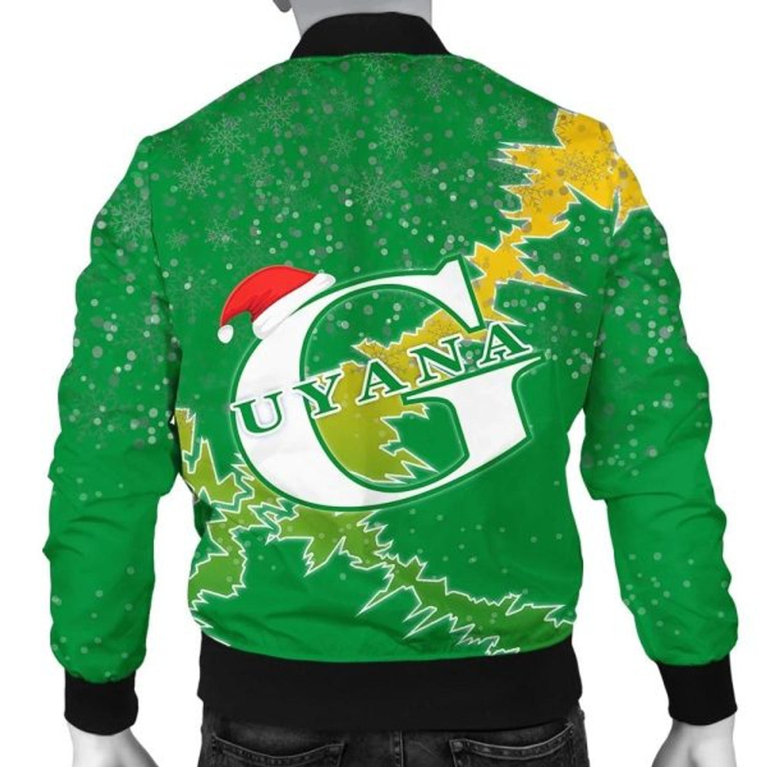 FUNSTUFFPRINT Guyana Christmas Coat Of Arms Men 3D Bomber Jacket