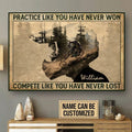 Custom Cycler Mountain, Practice Like You Have Never Won Compete Like You Have Never Lost Customized Personalized NAME/NUMBER Poster and Canvas
