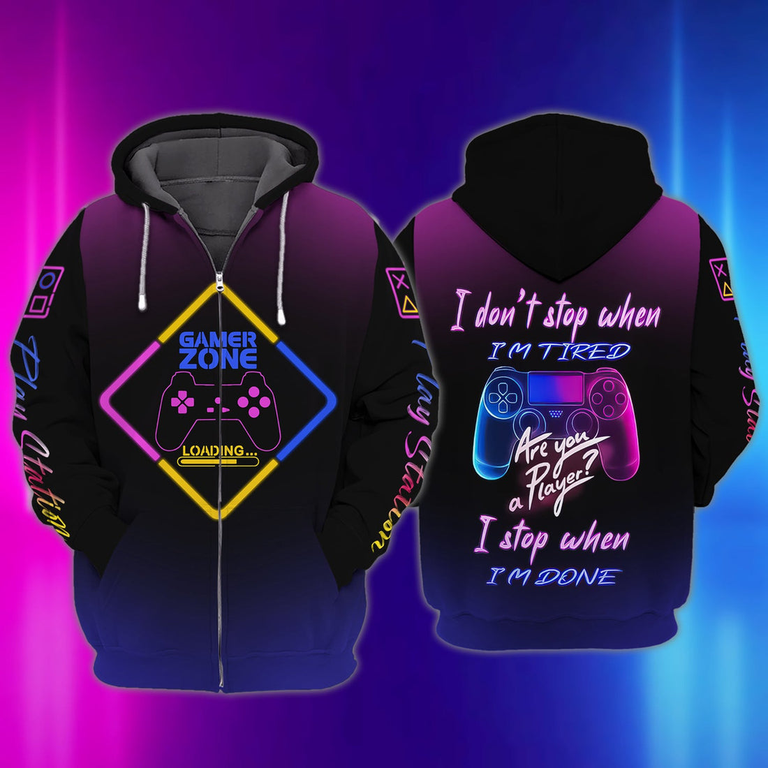 FUNSTUFFPRINT Gamer Zone, 3D Full Print 04 3D Hoodie and Zip Hoodie