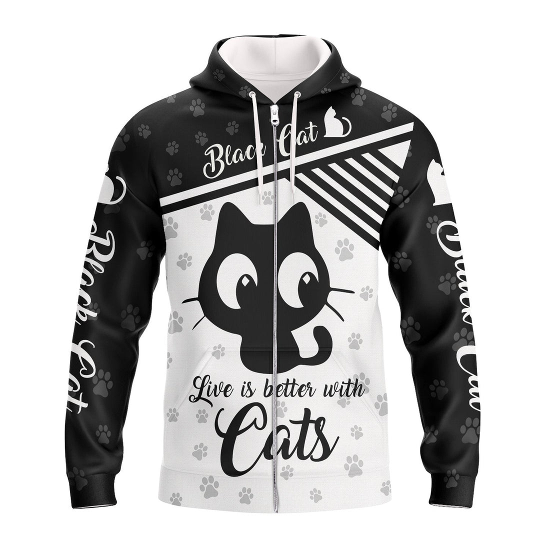 FUNSTUFFPRINT Love Black Cat - 3D Full Print 3D Hoodie and Zip Hoodie