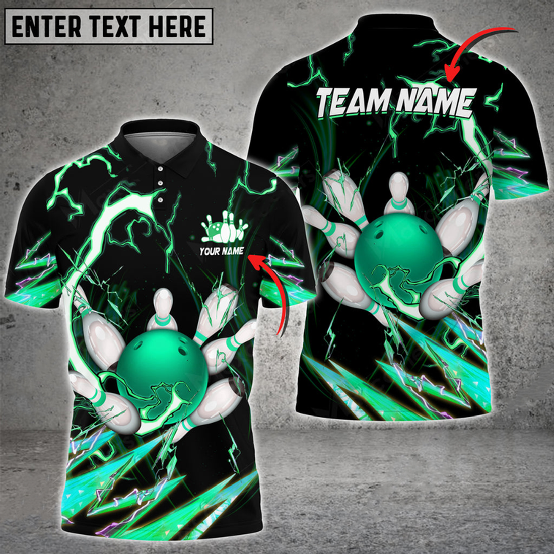 Custom Bowling And Pins Breath Of Thunder Multicolor Option Customized Name 3D Polo Shirt, Gift for Bowler