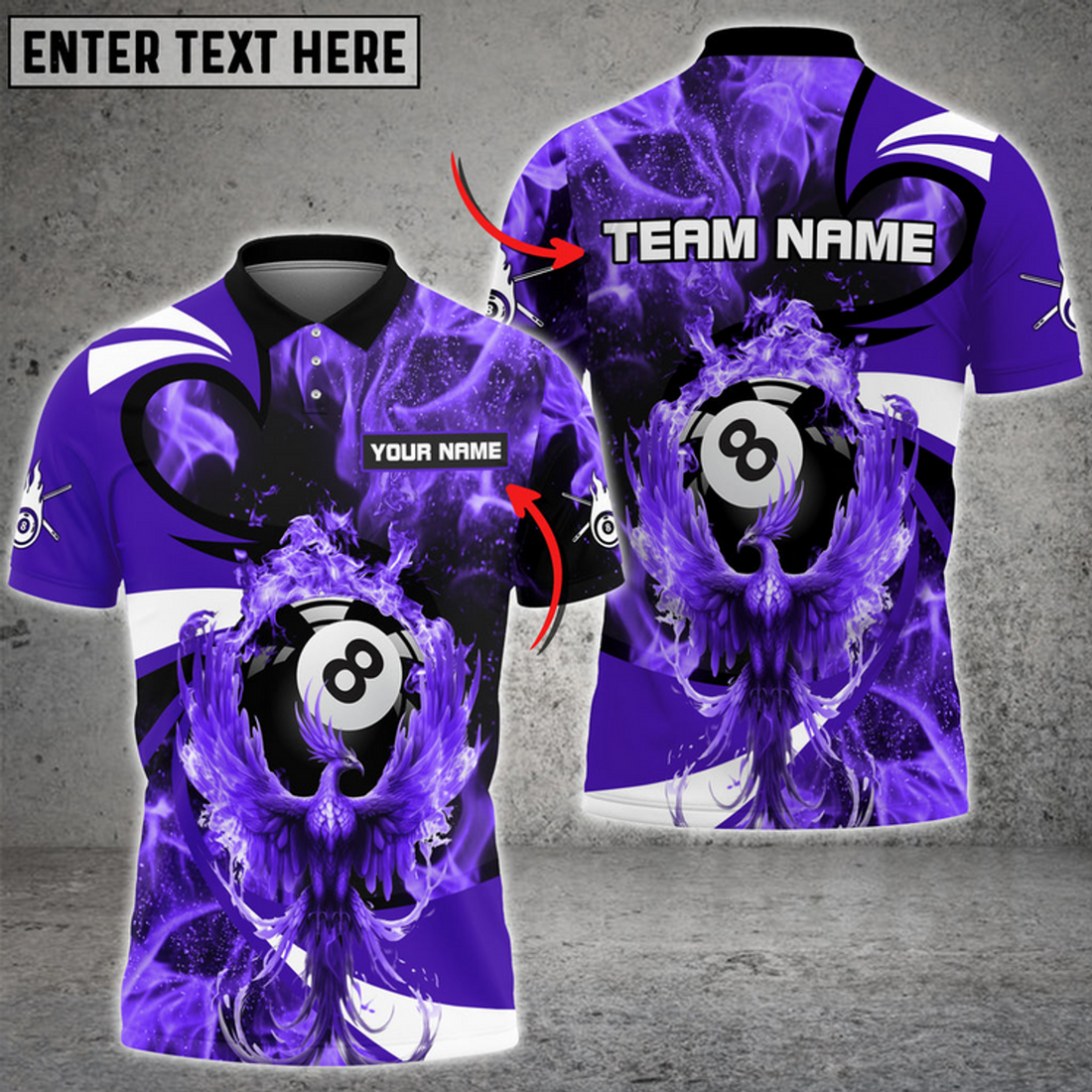 Custom Billiards Phoenix Fire Personalized Name 3D Polo Shirt, Idea Gift for Billiards Lovers