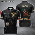 Custom Reaper Darts Personalized Name Zipper Polo Shirt, Shut Up and Throw 3D Dart Jersey Shirt