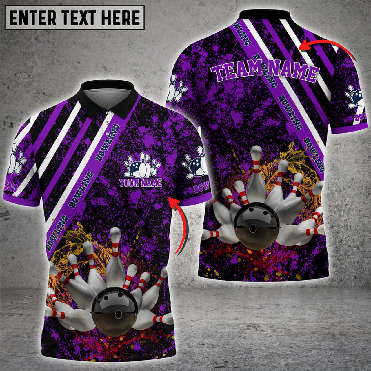 Custom Water Splash Bowling And Pins Multicolor Option Customized Name 3D Shirt