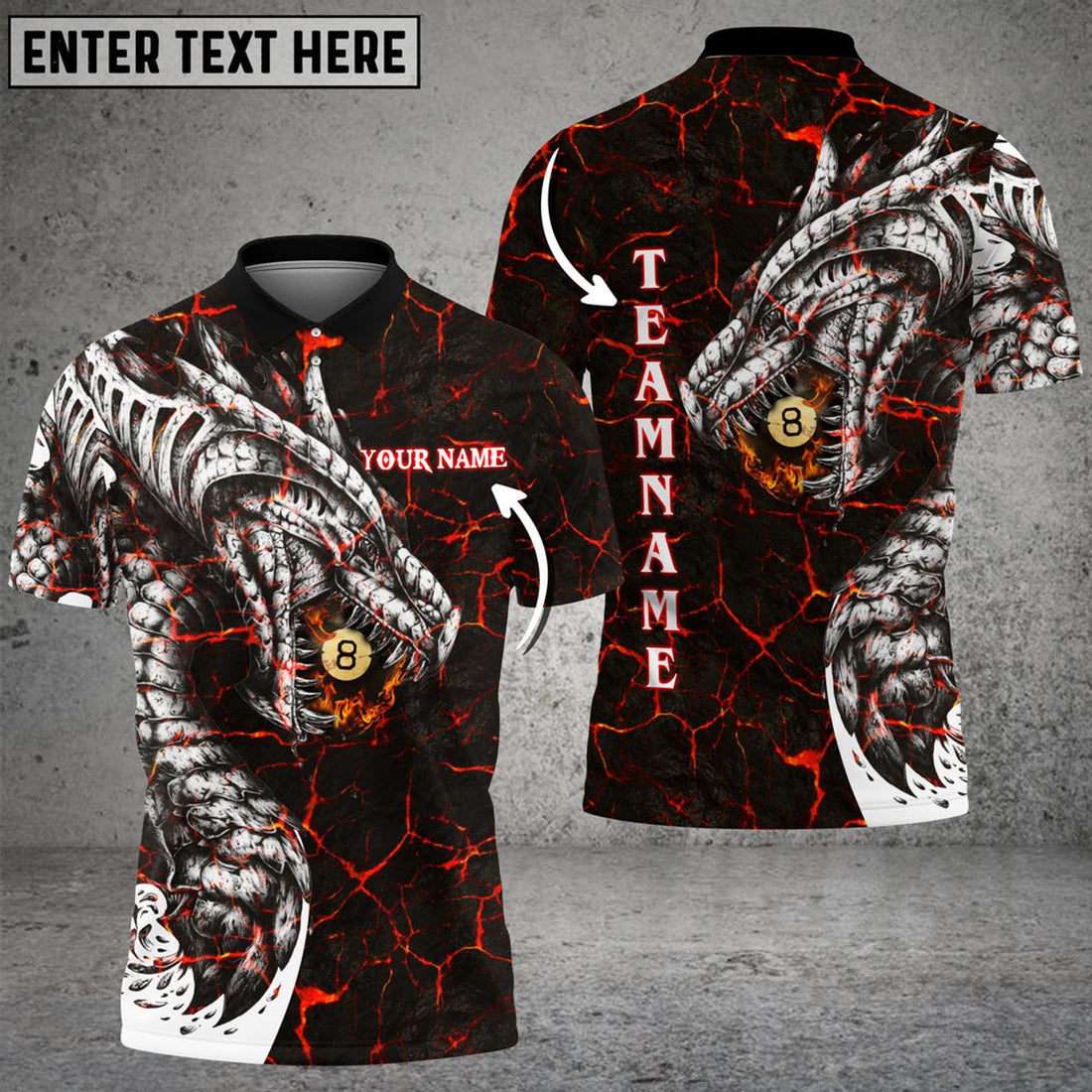 Custom Fire Dragon 2 Billiards Personalized Unisex Shirt