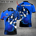 Custom Flame Pattern Bowling And Pins Multicolor Option Customized Name 3D Shirt, Gift For Bowler