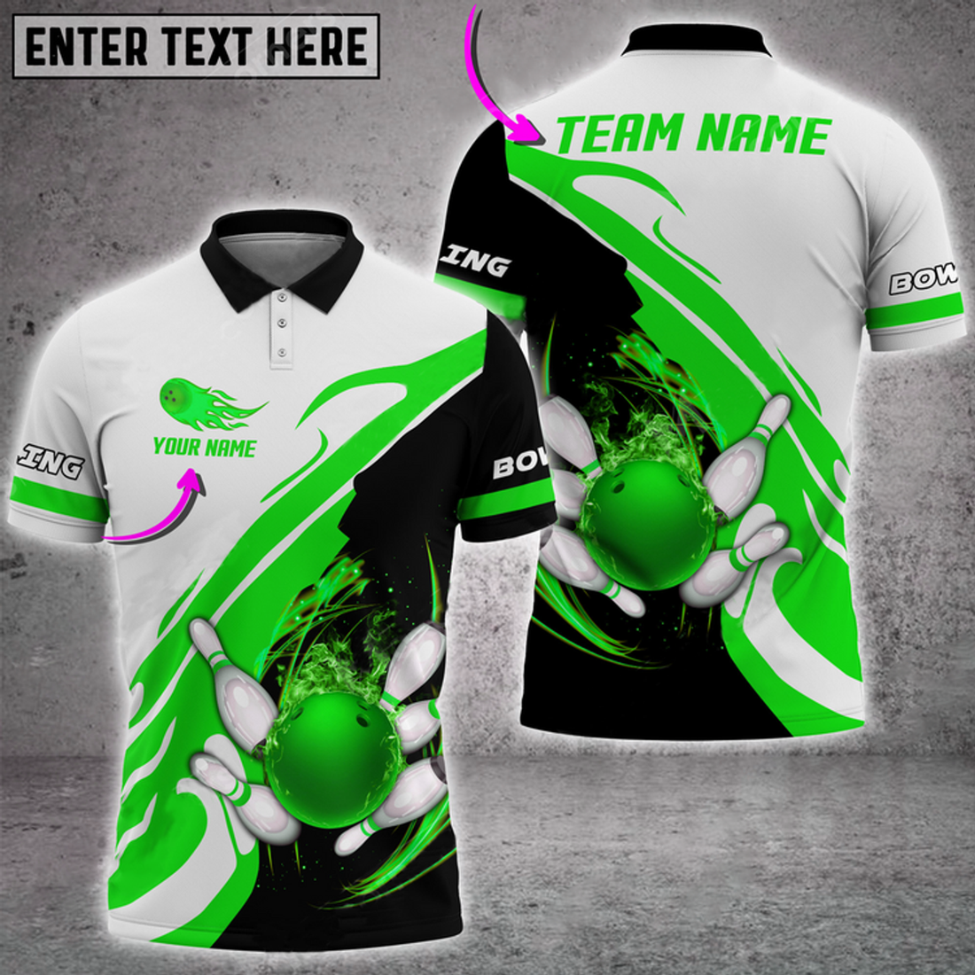Custom Bowling And Pins Flame Lightning Multicolor Option Customized Name 3D Shirt, Gift For Bowler