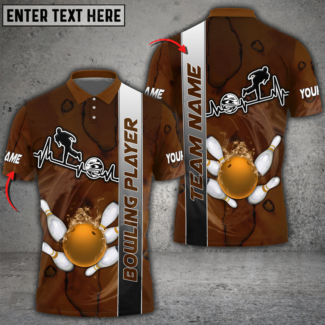 Custom Bowling And Pins Heart Fire Multicolor Option Customized Name 3D Shirt, Idea Gift For Bowler